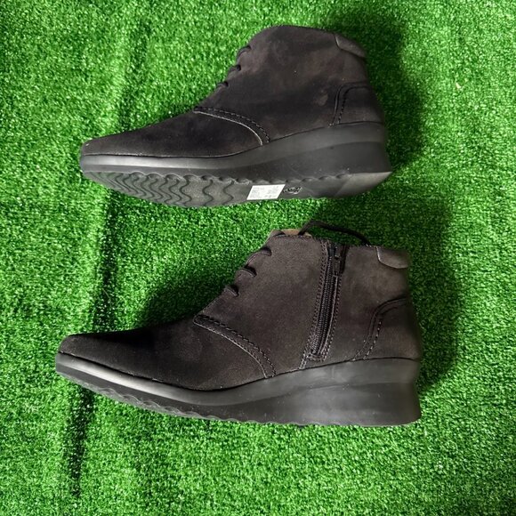 Clarks Women's Cloudsteppers Caddell Hop Wedge Booties Black Boots Size 10 M NEW - Picture 7 of 10